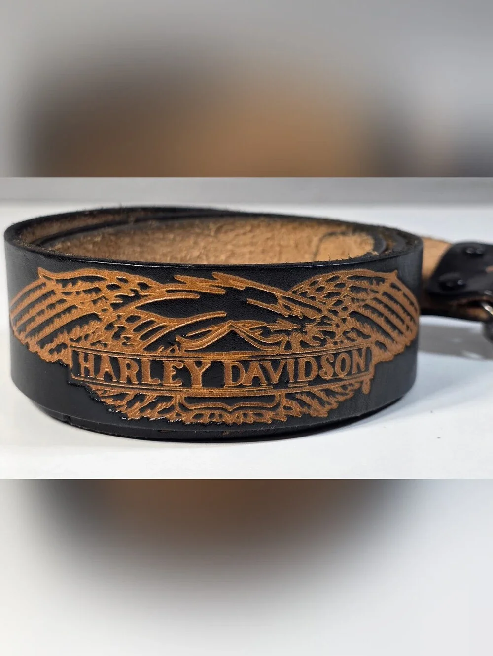 Harley-Davidson Vintage Black Leather Belt 40